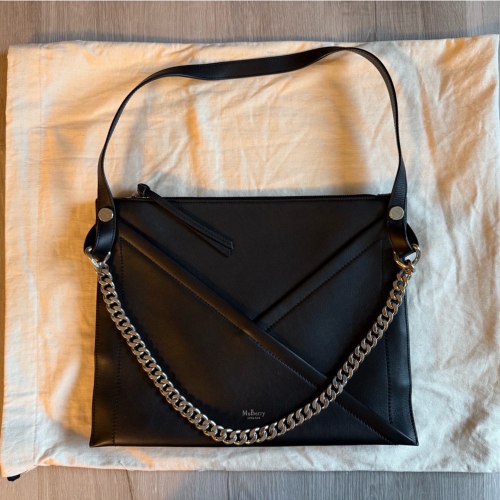 Mulberry – M Large Zipped Bag – Black –Authentic– Mint Condition